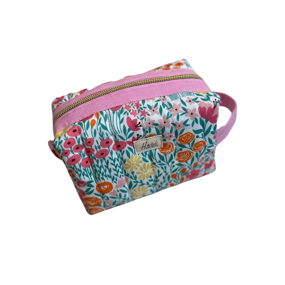 Pink Orange Summer Floral Toiletry / Travel Pouches