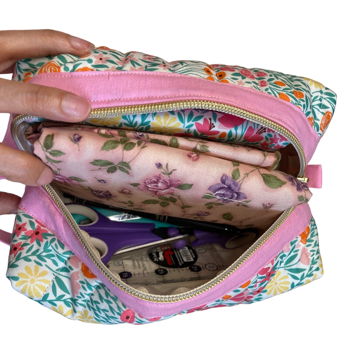 Pink Orange Summer Floral Toiletry / Travel Pouches