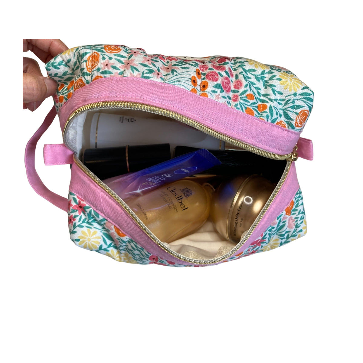 Pink Orange Summer Floral Toiletry / Travel Pouches