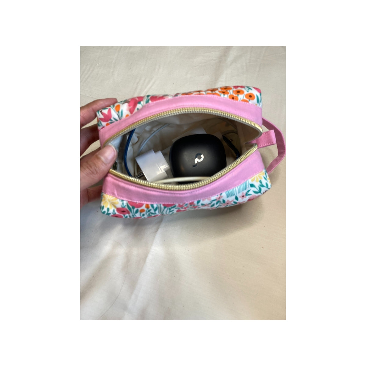 Pink Orange Summer Floral Toiletry / Travel Pouches