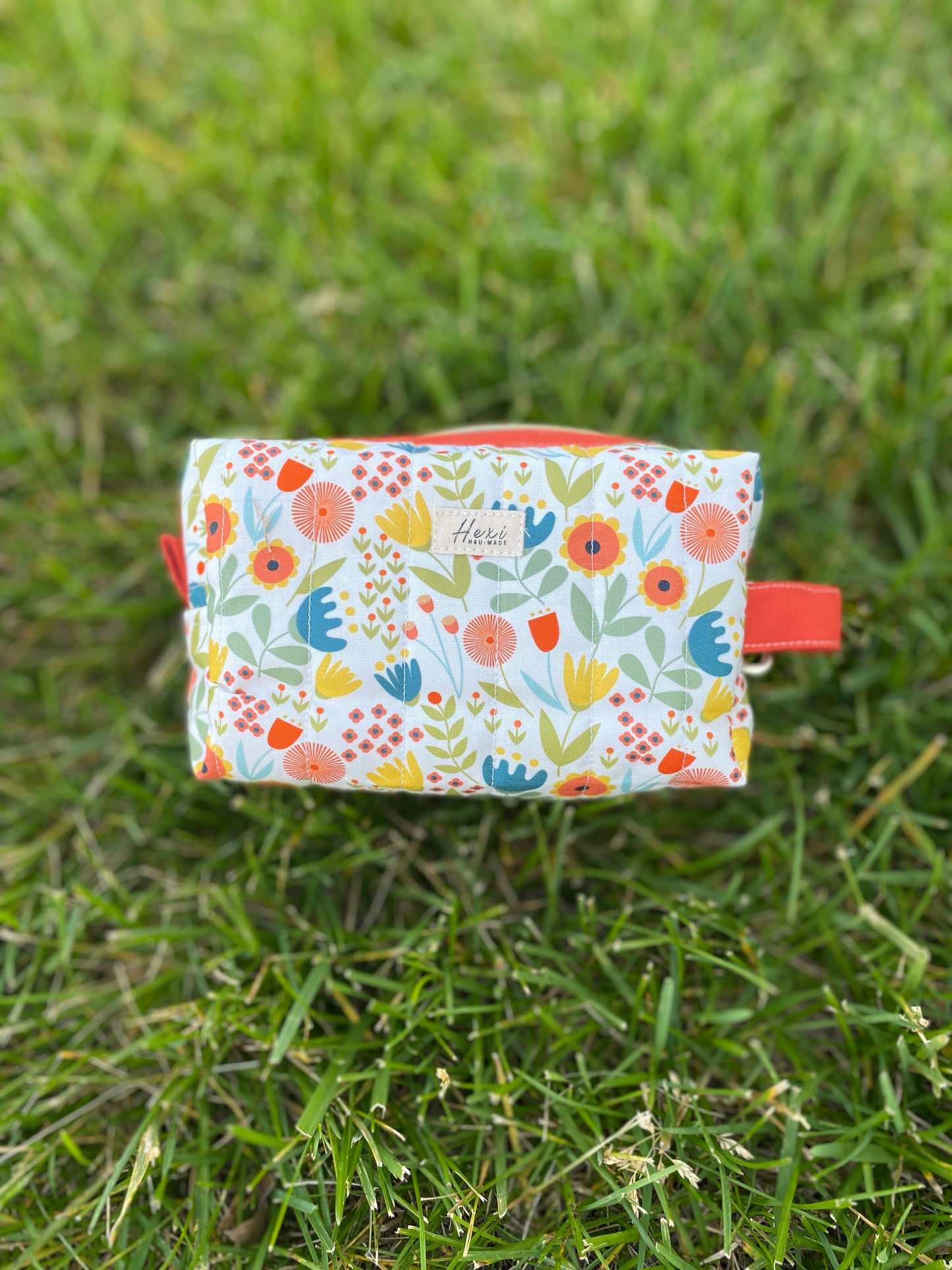 Spring Floral On White Quilted Toiletry Pouch