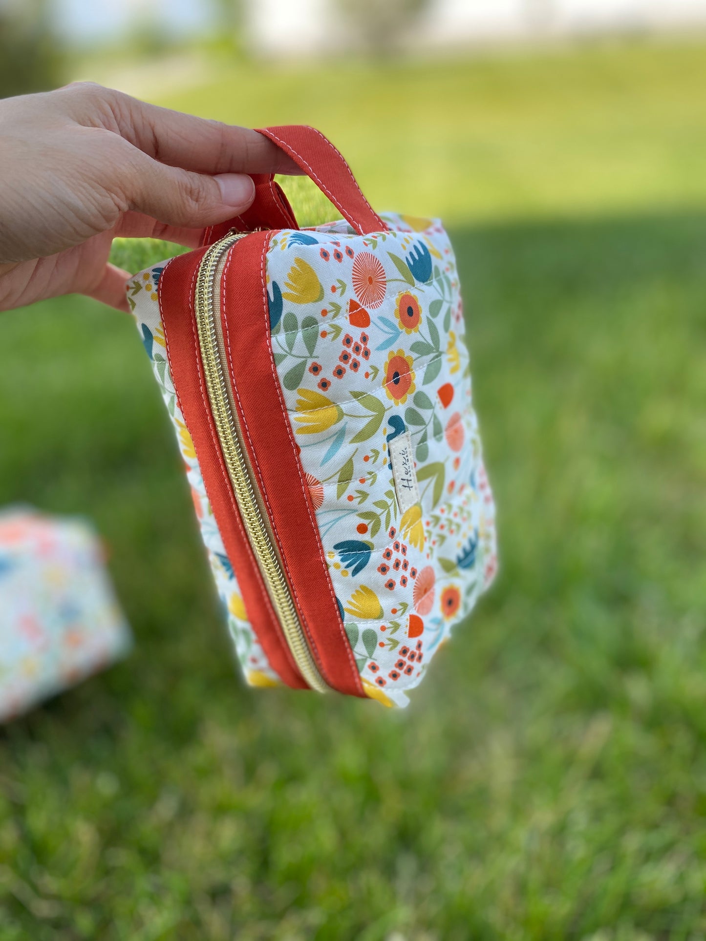 Spring Floral On White Quilted Toiletry Pouch