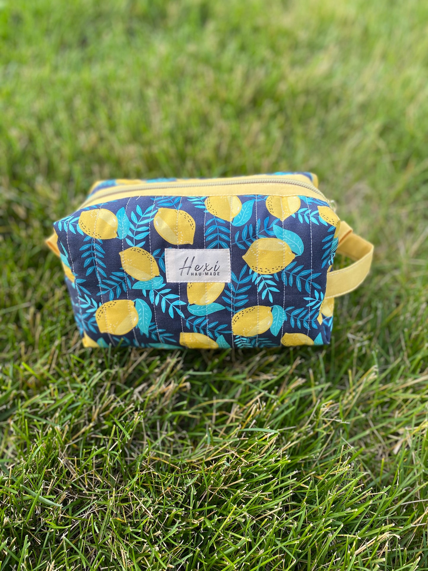 Lemon Floral Quilted Toiletry Pouch