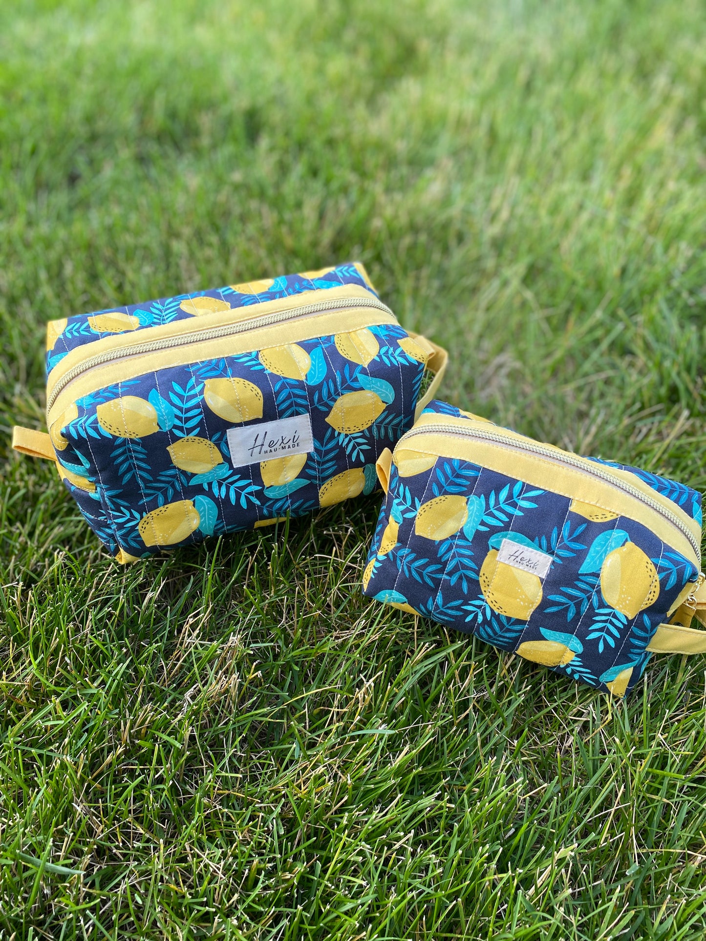Lemon Floral Quilted Toiletry Pouch