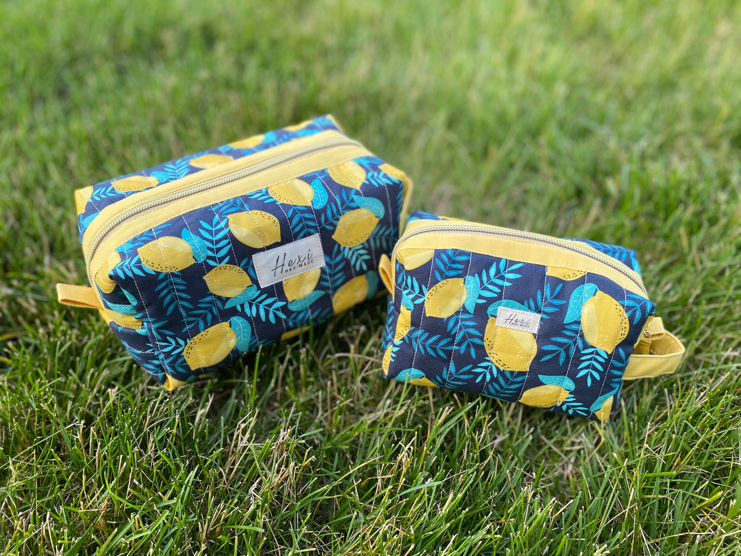 Lemon Floral Quilted Toiletry Pouch