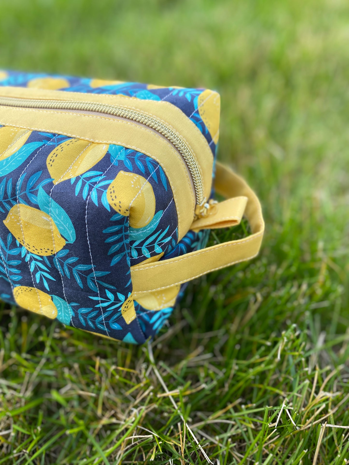 Lemon Floral Quilted Toiletry Pouch