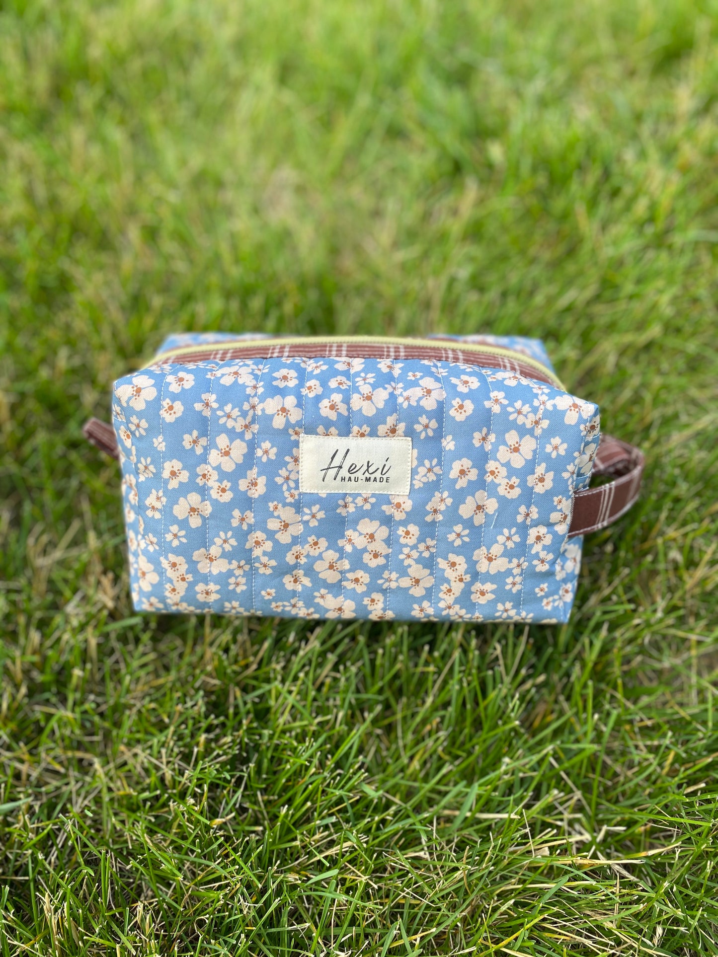 Blue Floral Quilted Toiletry Pouch