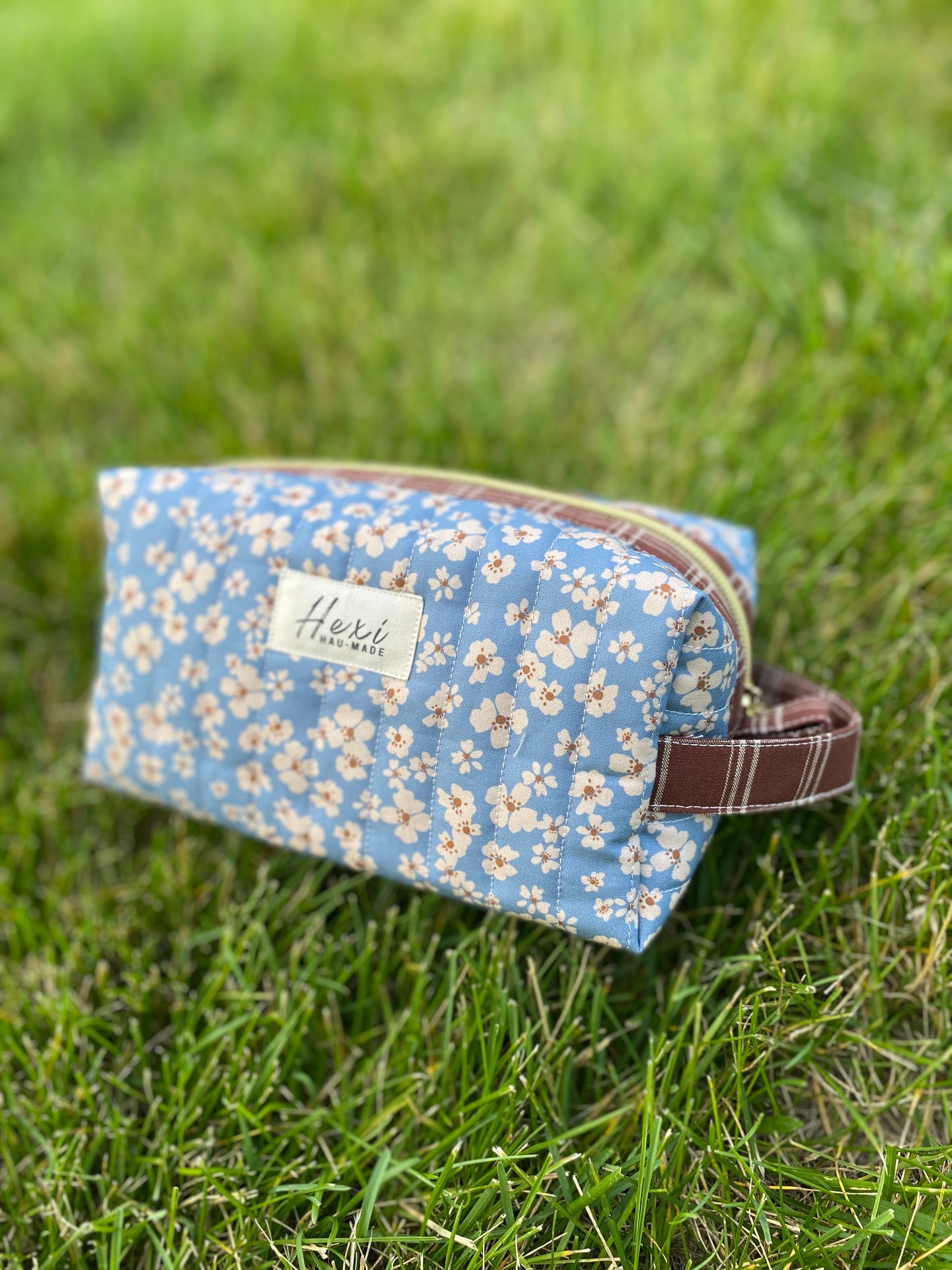 Blue Floral Quilted Toiletry Pouch