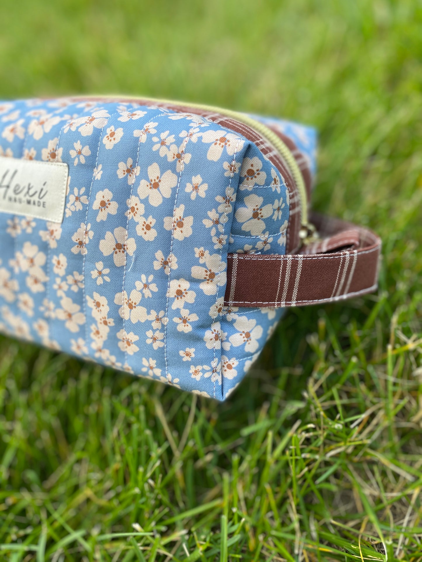 Blue Floral Quilted Toiletry Pouch