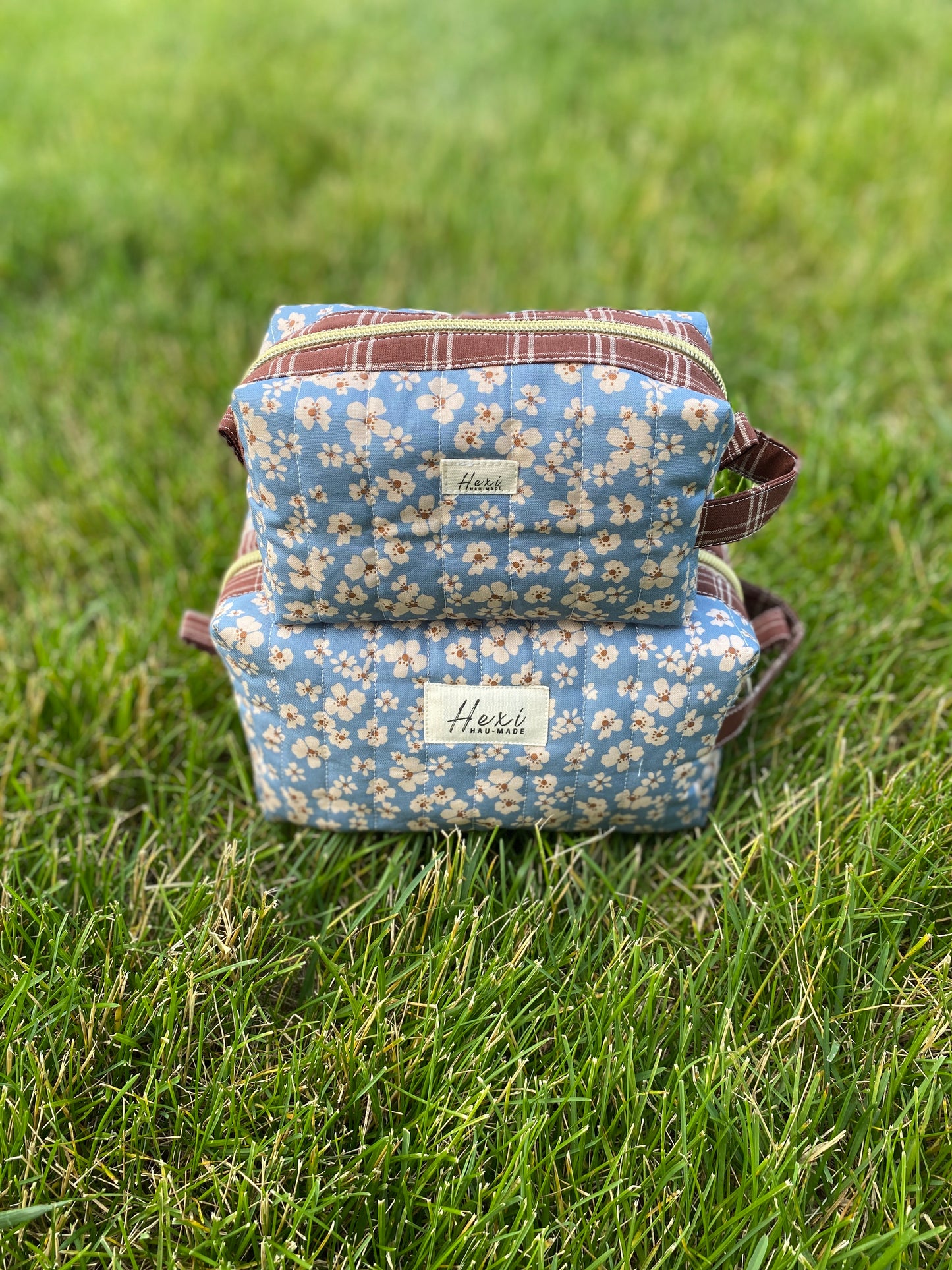 Blue Floral Quilted Toiletry Pouch