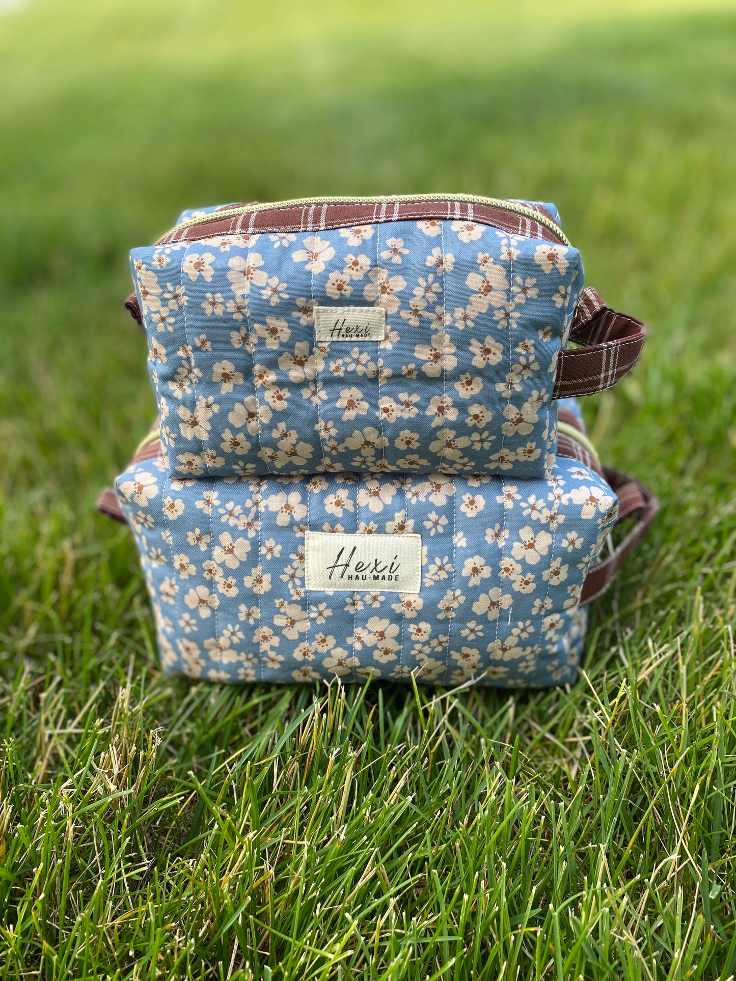 Blue Floral Quilted Toiletry Pouch