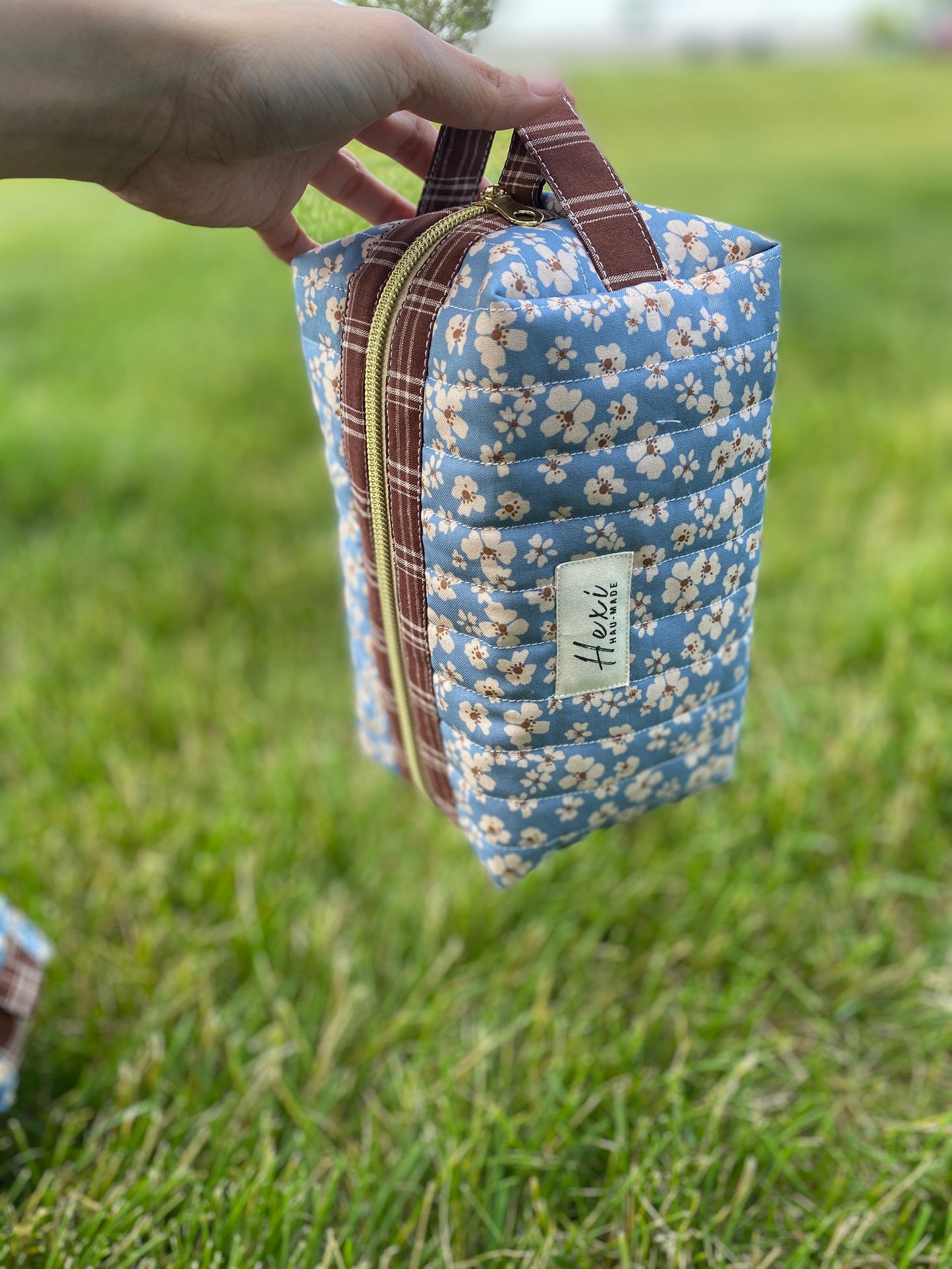 Blue Floral Quilted Toiletry Pouch