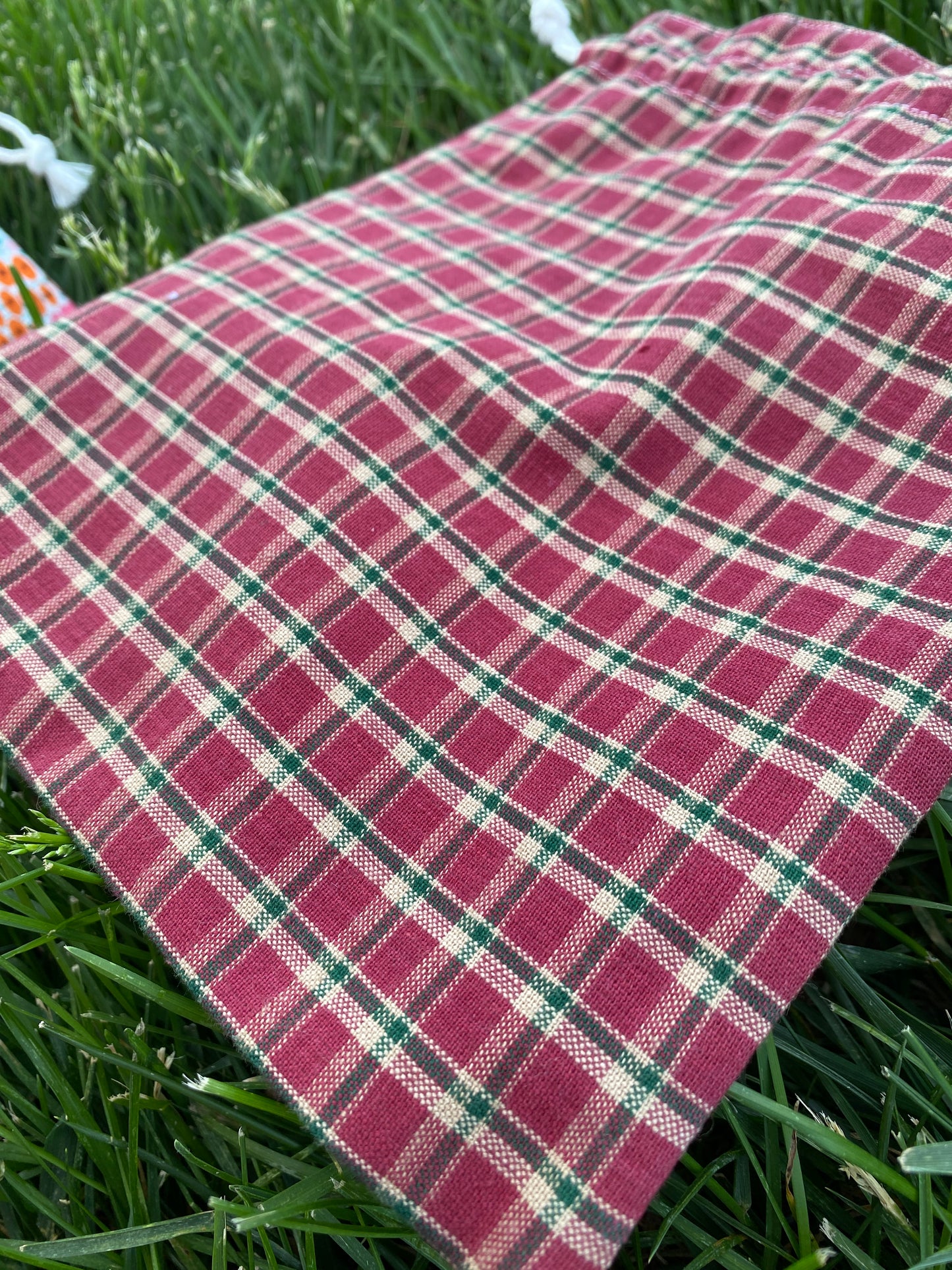 Red Plaid Drawstring Bags