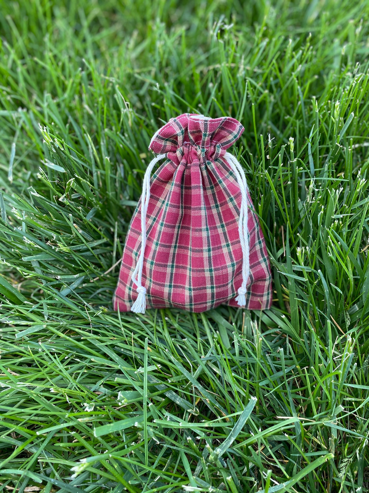 Red Plaid Drawstring Bags