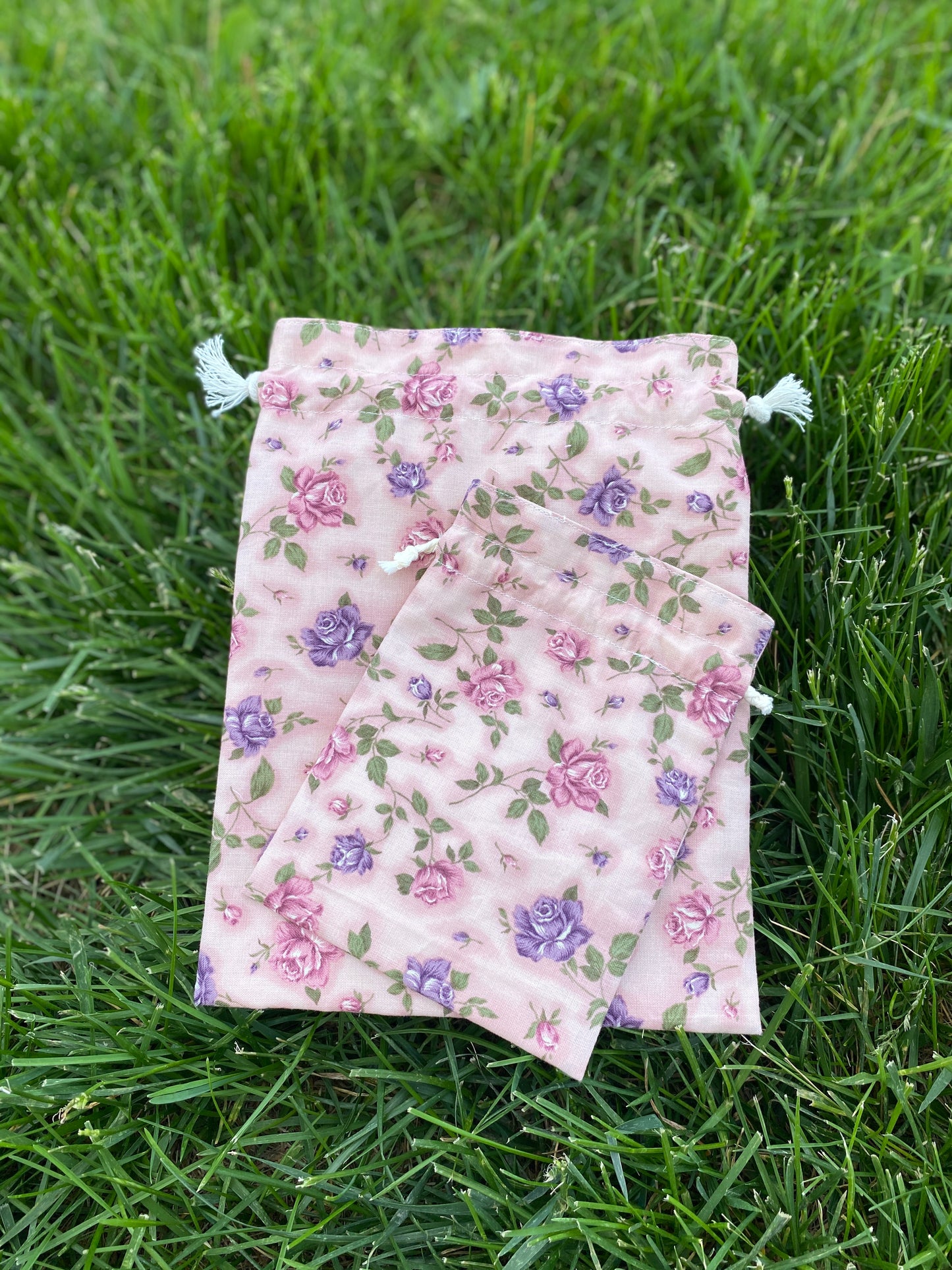 Pink Rose Drawstring Bags