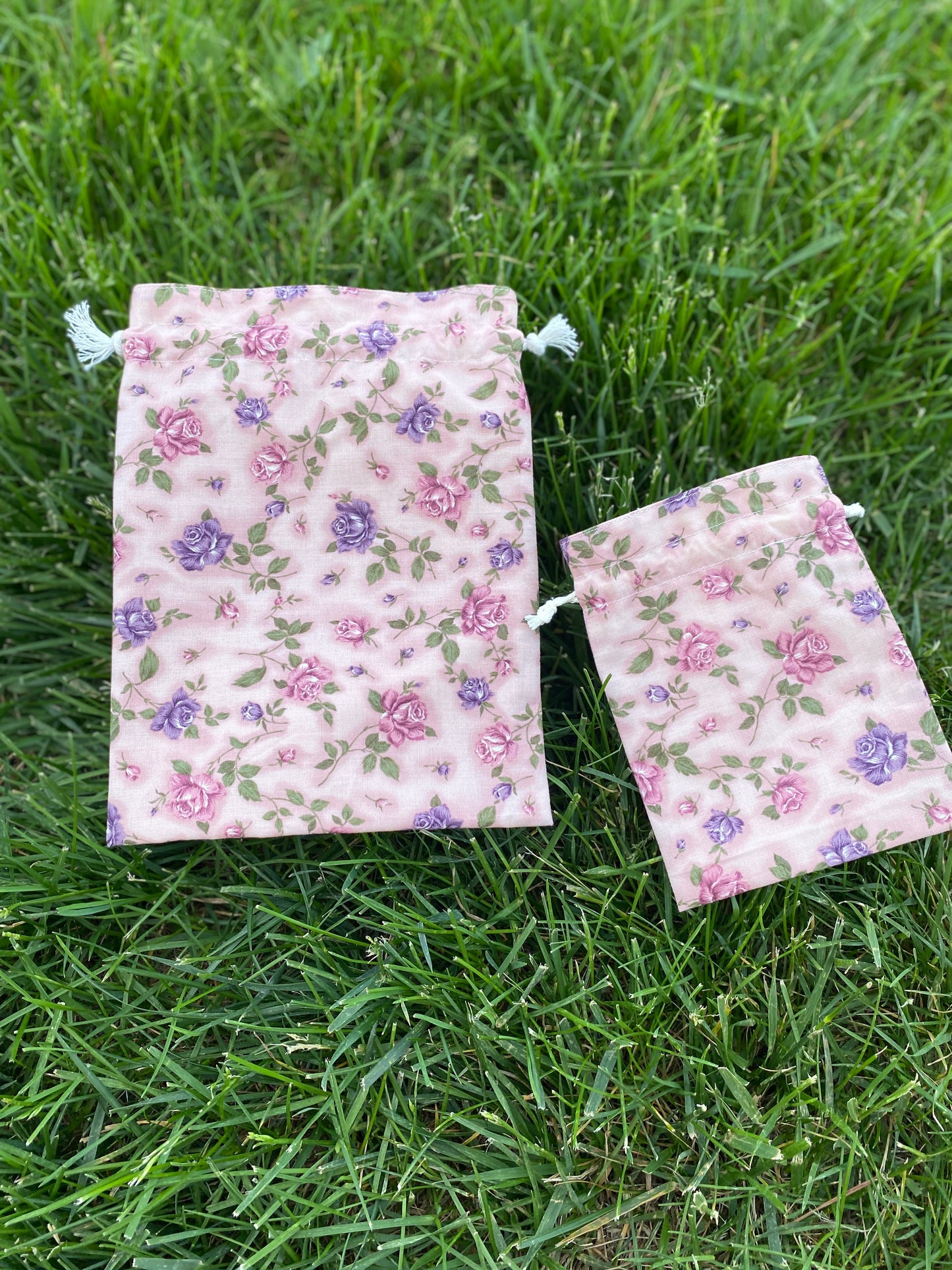 Pink Rose Drawstring Bags