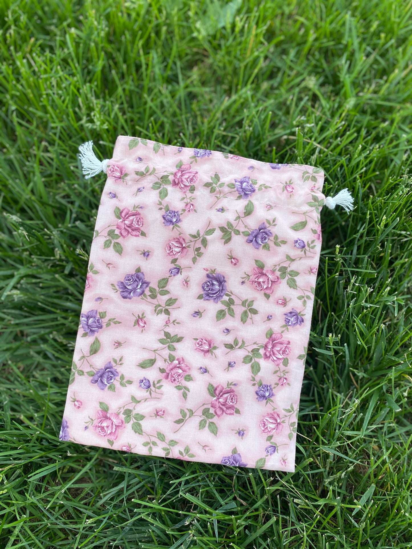 Pink Rose Drawstring Bags