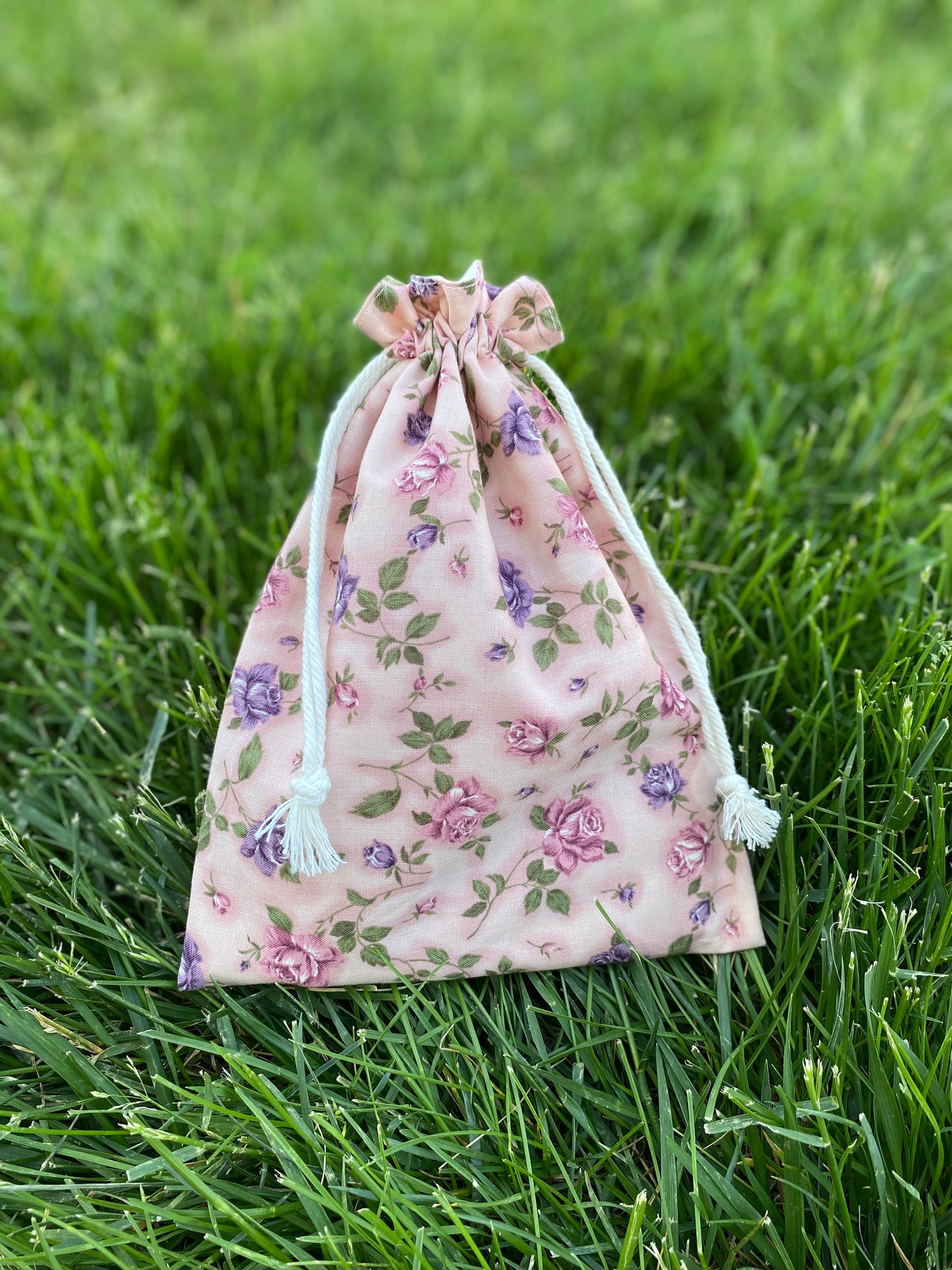 Pink Rose Drawstring Bags