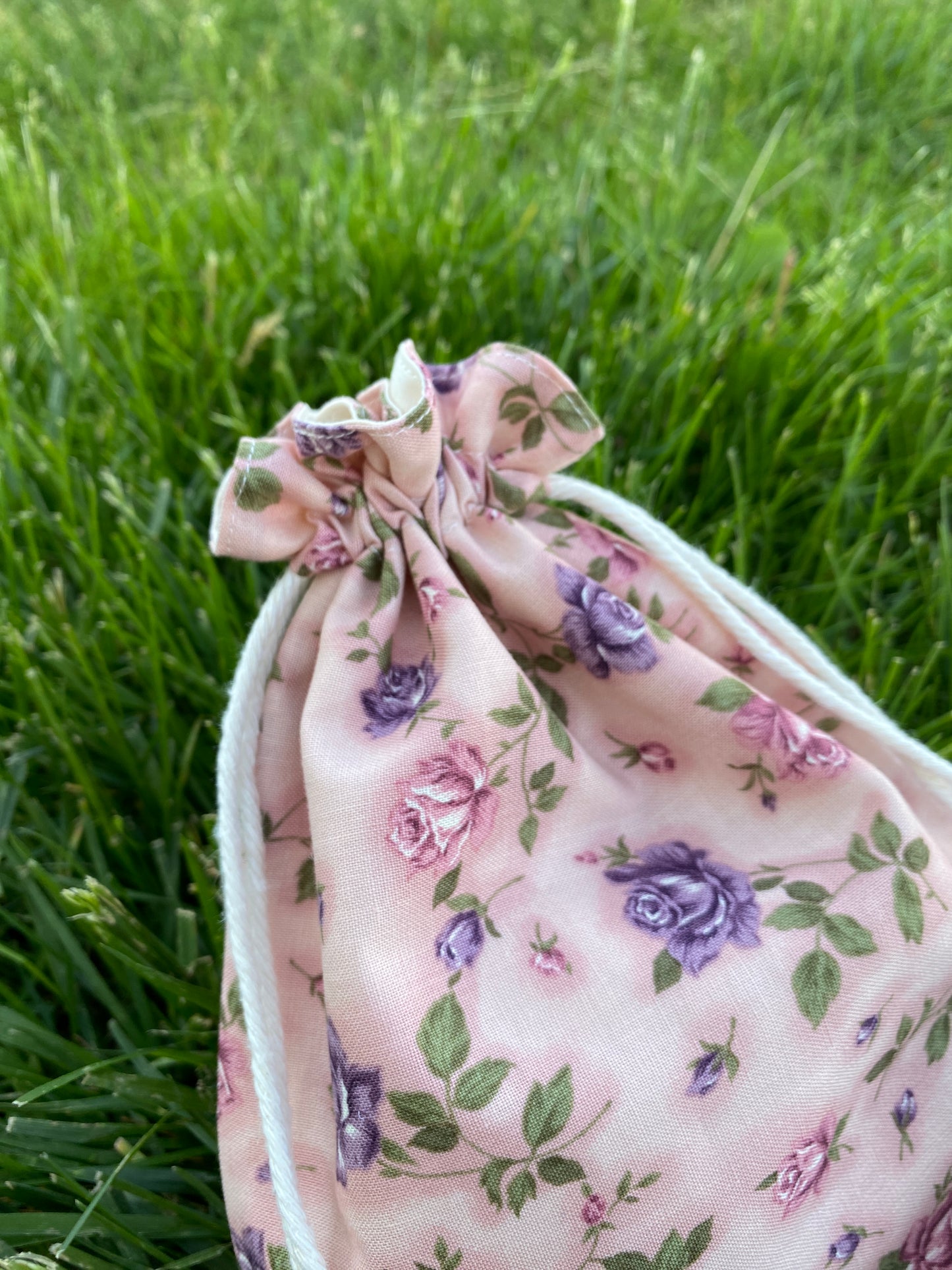 Pink Rose Drawstring Bags