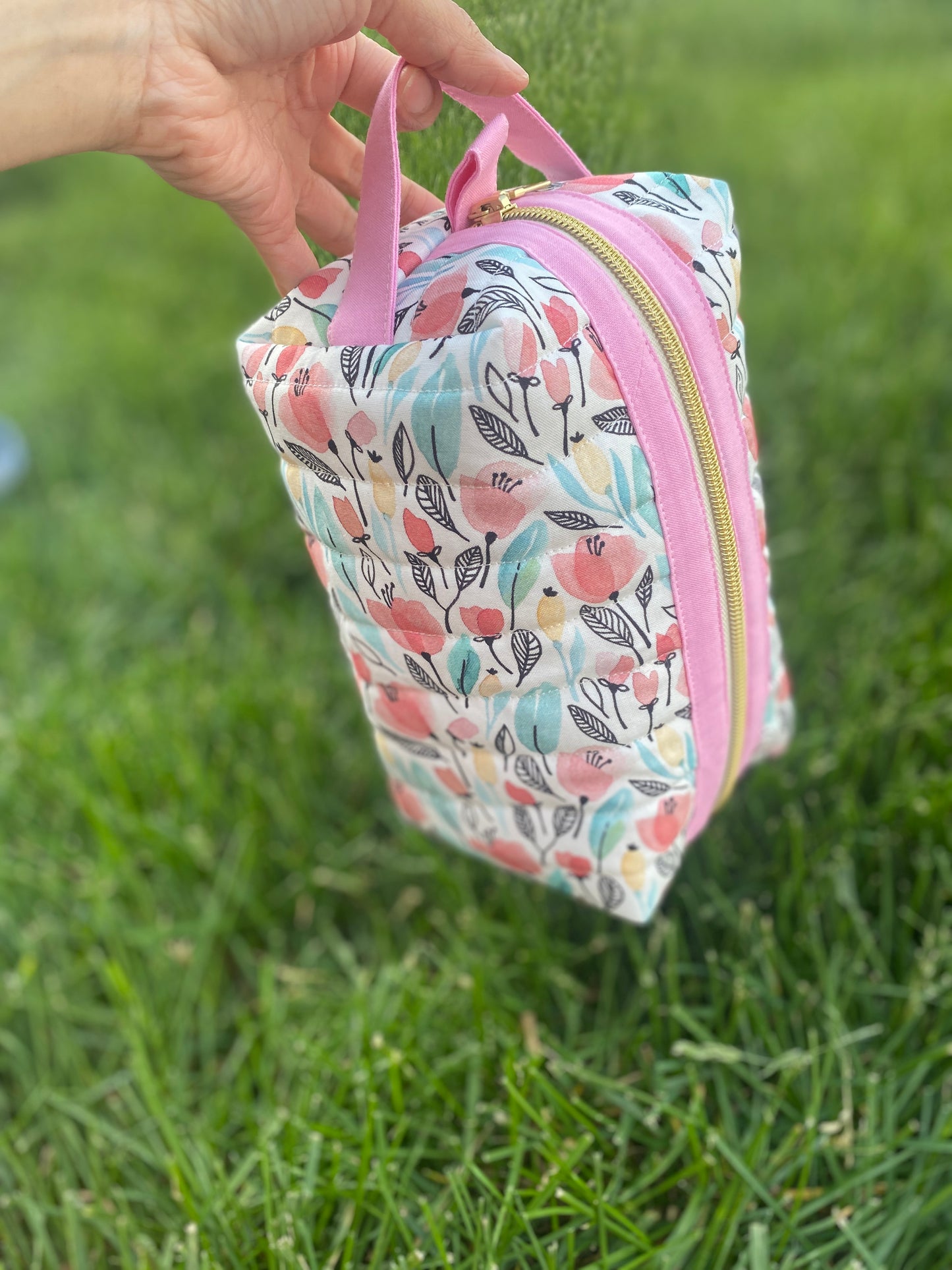 Floral Quilted Toiletry Pouch