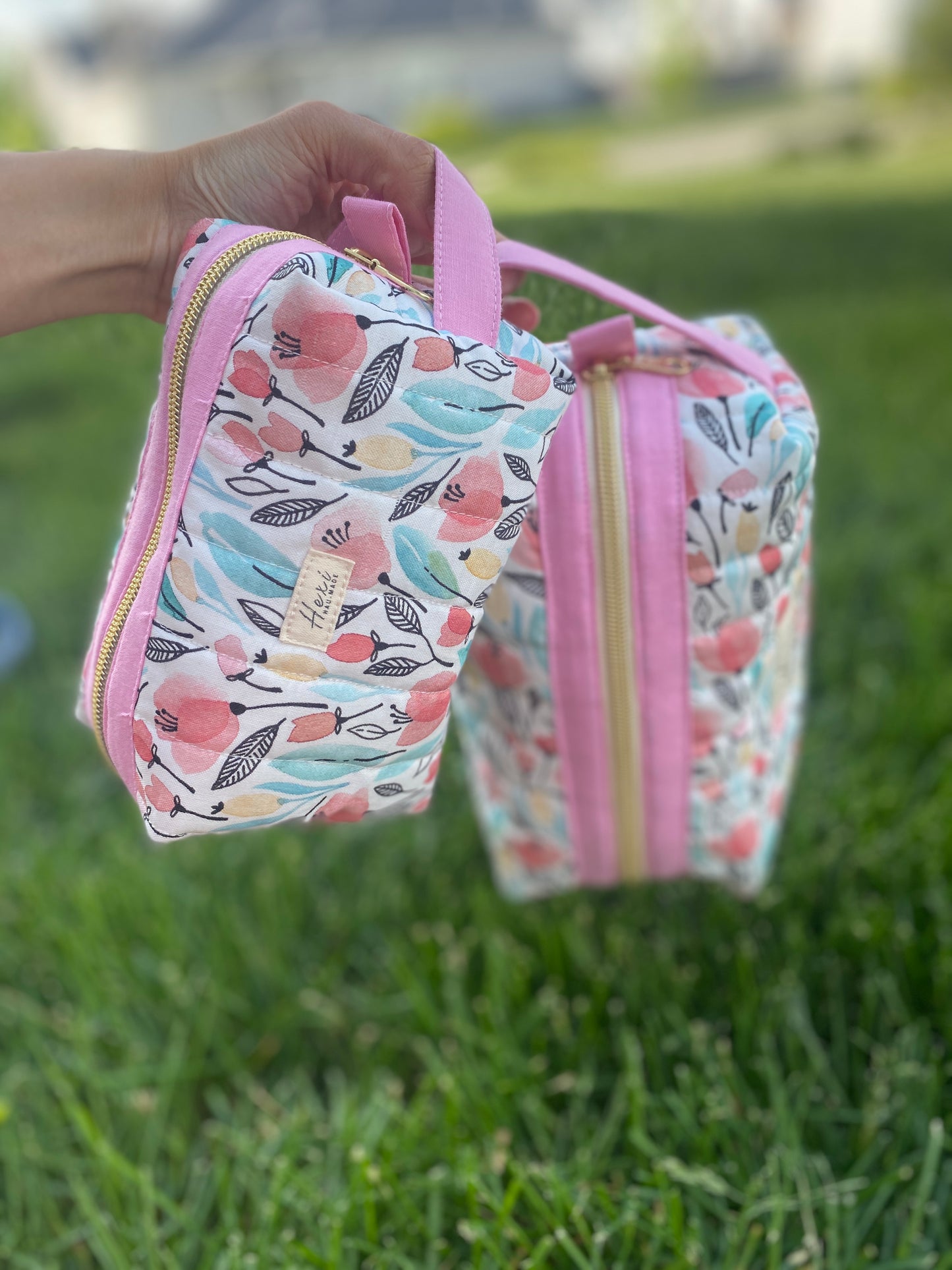 Floral Quilted Toiletry Pouch