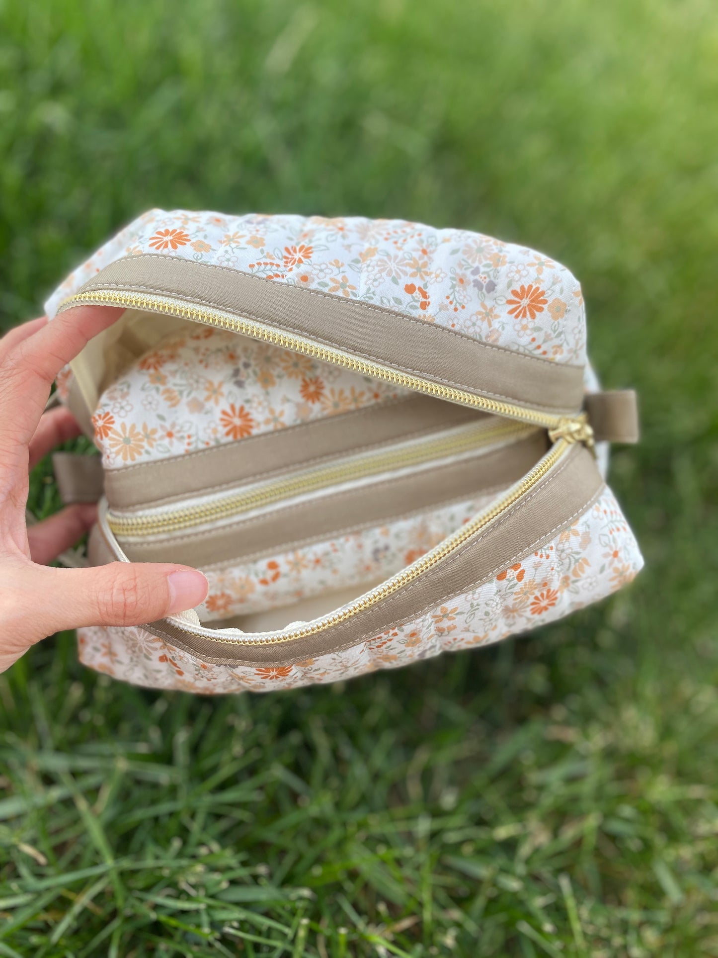 Vintage Floral Quilted Toiletry Pouch