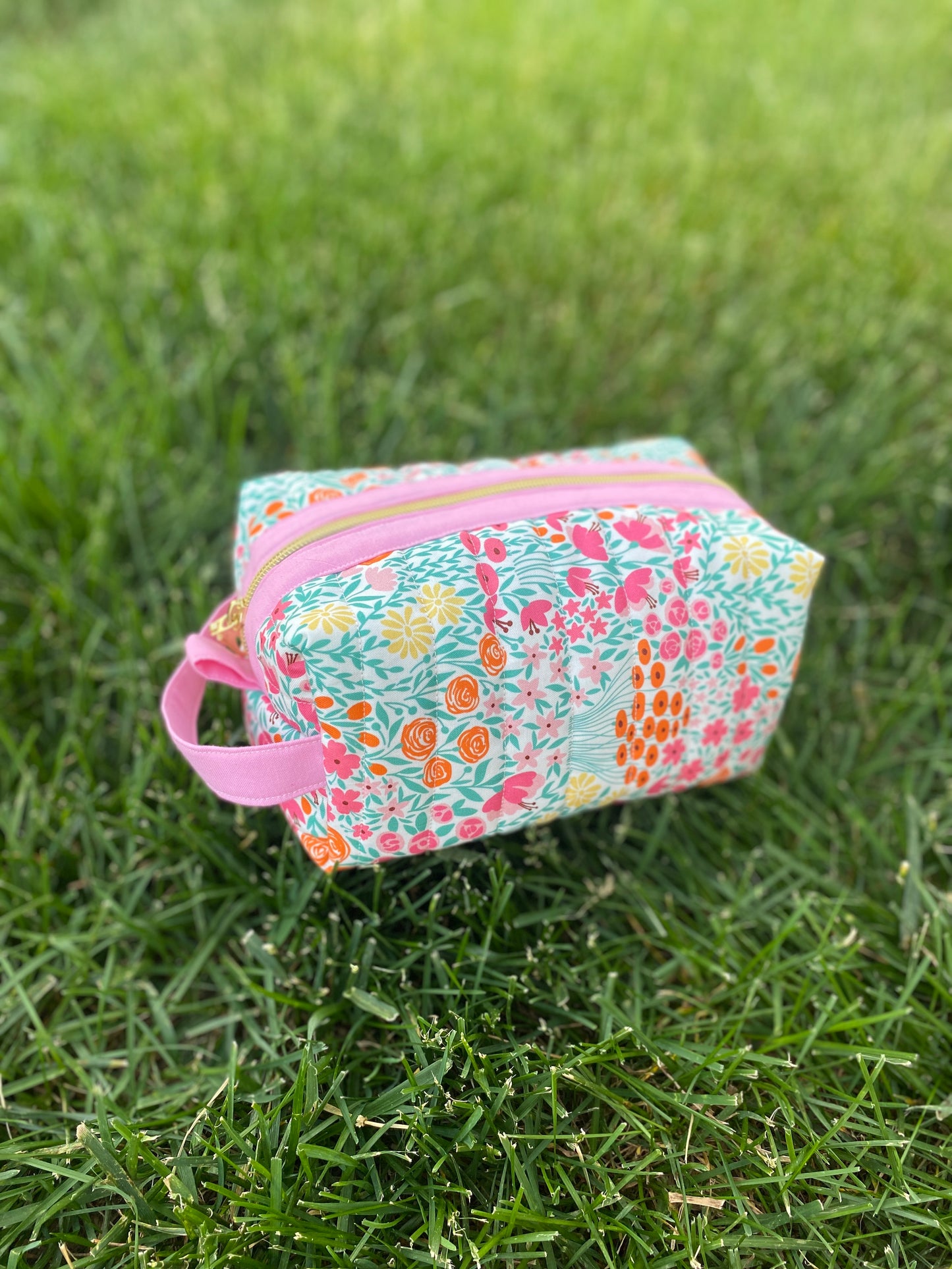 Pink Orange Summer Floral Toiletry / Travel Pouches