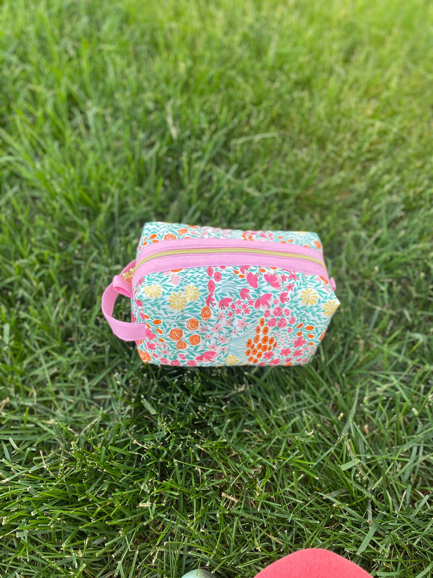 Pink Orange Summer Floral Toiletry / Travel Pouches
