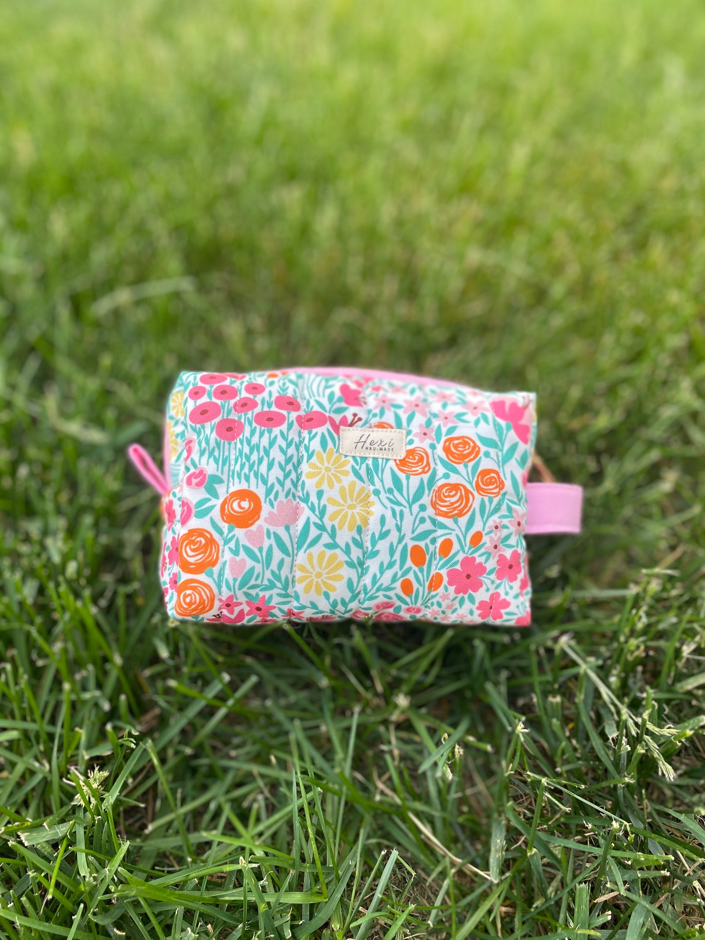 Pink Orange Summer Floral Toiletry / Travel Pouches