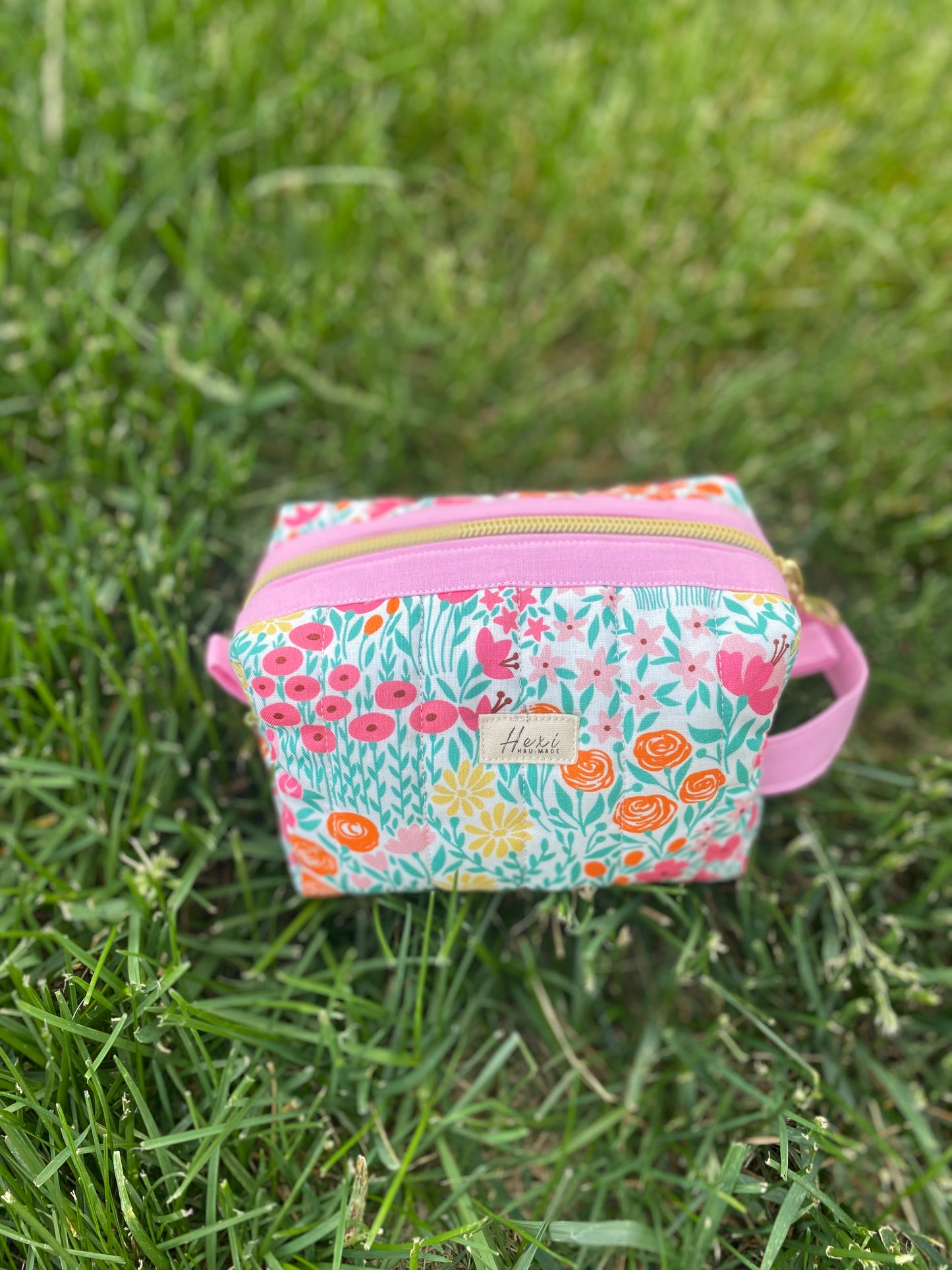 Pink Orange Summer Floral Toiletry / Travel Pouches