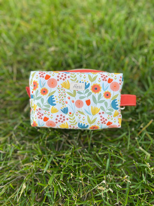 Spring Floral On White Quilted Toiletry Pouch