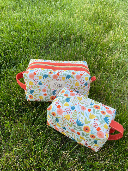 Spring Floral On White Quilted Toiletry Pouch