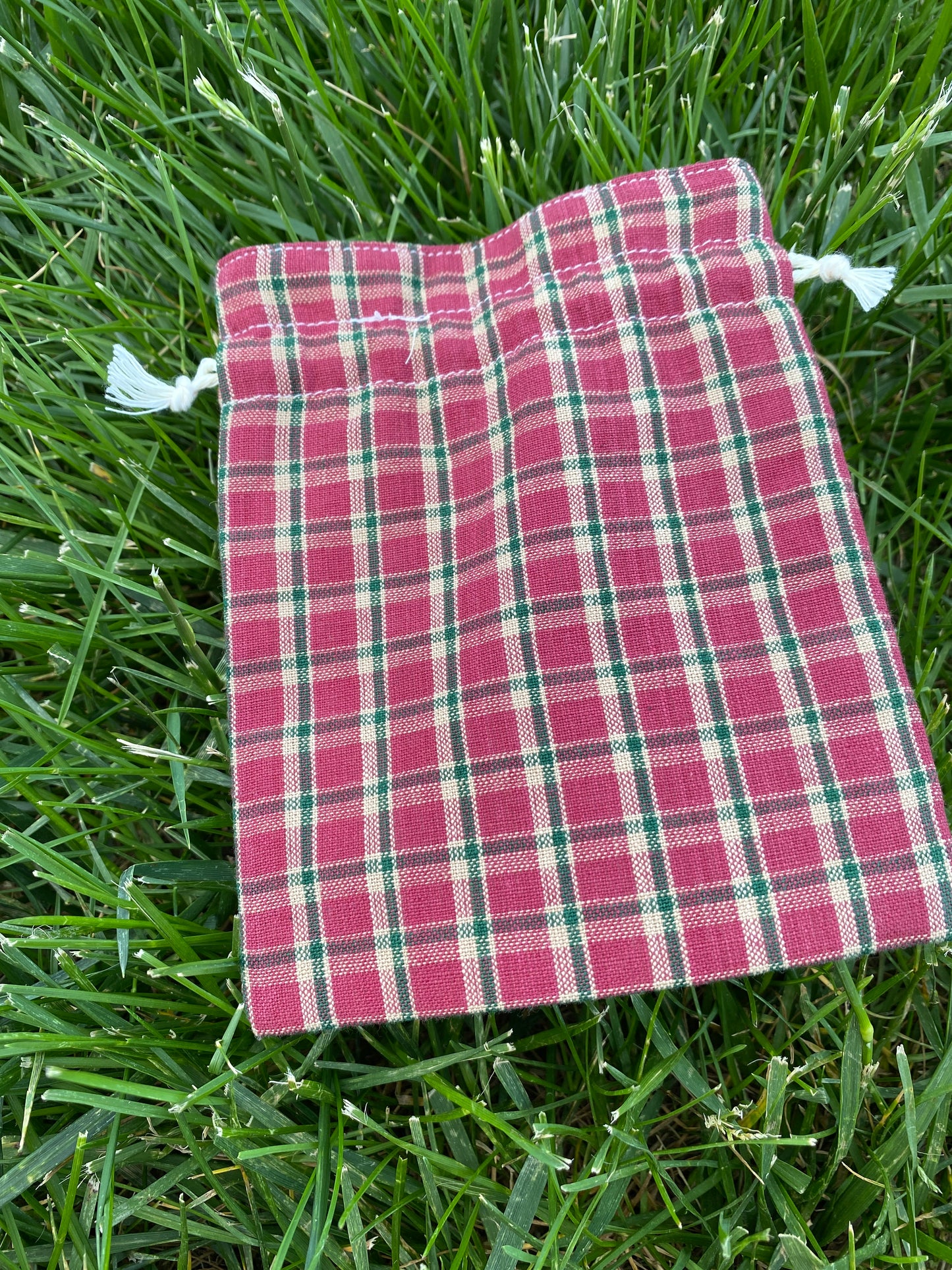 Red Plaid Drawstring Bags