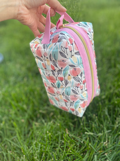 Floral Quilted Toiletry Pouch