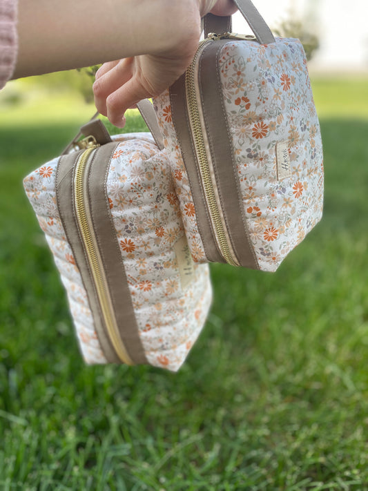 Vintage Floral Quilted Toiletry Pouch