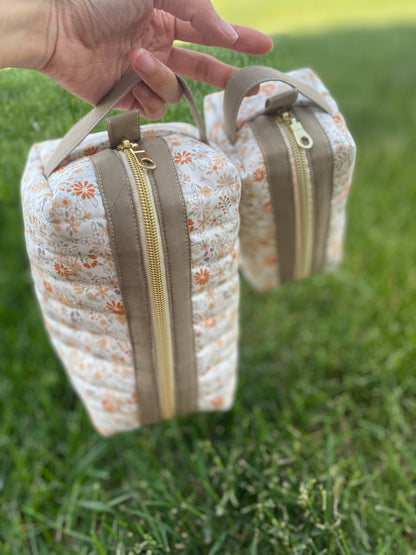 Vintage Floral Quilted Toiletry Pouch