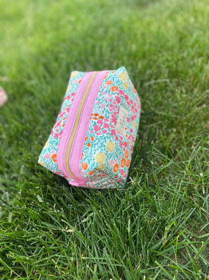 Pink Orange Summer Floral Toiletry / Travel Pouches