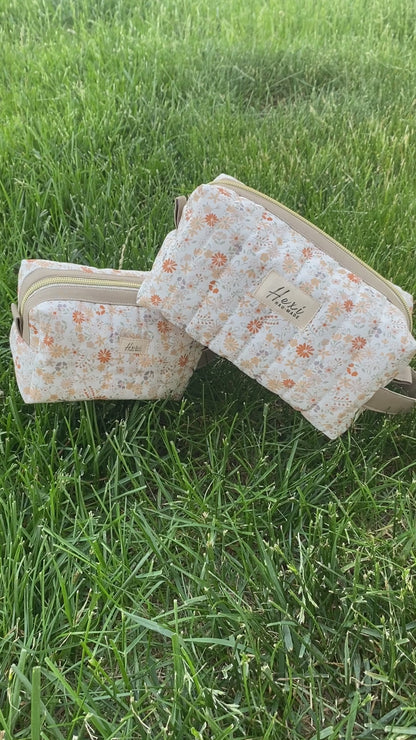 Vintage Floral Quilted Toiletry Pouch