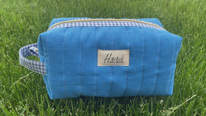 Solid Blue Fun quited/embroidery Pouch