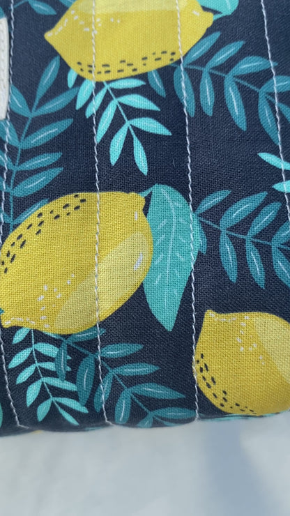 Lemon Floral Quilted Toiletry Pouch